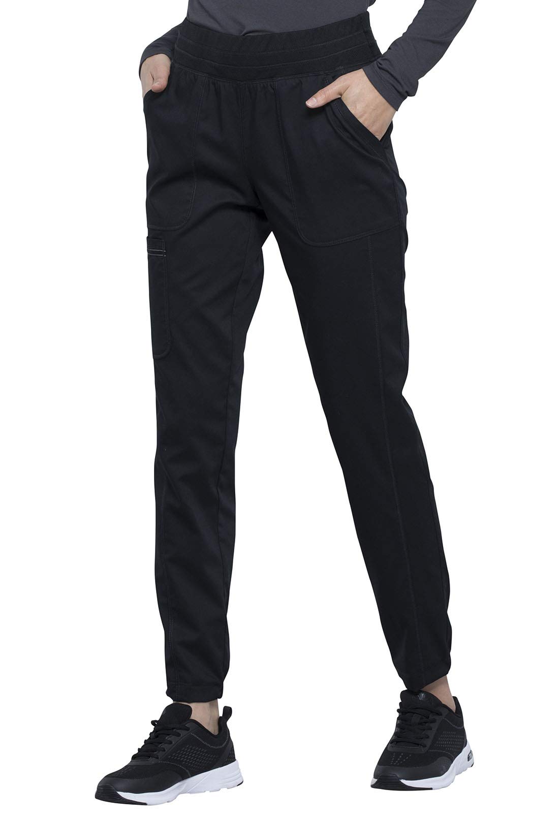 Cherokee WW657 - Conjunto de ropa quirúrgica para mujer con cuello en V y cintura elástica WW011, color negro, talla XL y pantalón XL
