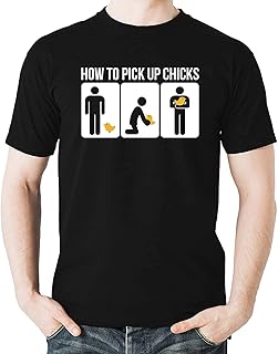 Witty Fashions How to Pick Up Chicks - Funny Sarcastic Joke Tee - Gag Party Novelty Gifts Men's T-Shirt