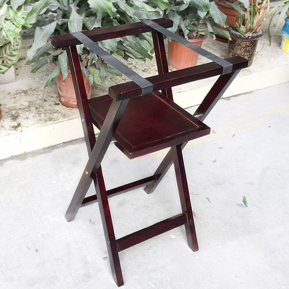 Guest Room Luggage Rack Folding Suitcase Stand Luggage Rack Luggage Rack Solid Wood with Tray Collapsible Shelf Shelf for Clothes Luggage Rack for Hotel Bedroom,Red-46x50.5x80cm