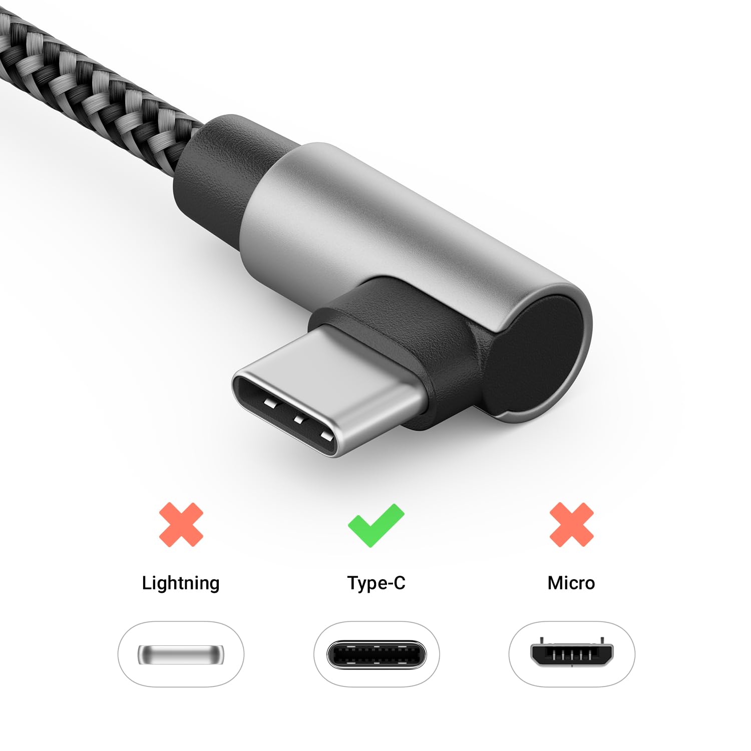 deleyCON 0,30m USB-A na USB-C Kabel - Wtyk USB C 90° Kątowy - Krótki 30cm A na C Kabel Ładowania do iPhone 17 15 16 Pro Max Air Samsung S26 S25 S24 Pixel iPad Pro MacBook Air Tablet Switch PS5