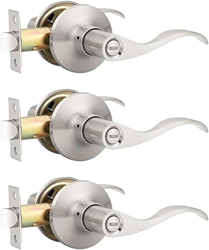 Miniatura 9 de Paquete de 1 manija de puerta interior, cerradura de palanca de puerta de níquel satinado, manijas interiores para puertas interiores con manija