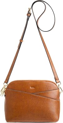 Kattee Small Leather Crossbody Bag for Women Trendy Purse | Adjustable detachable strap for versatile daily wear, Gold-tone hardware & zip, 8 pockets for travel, work, shopping