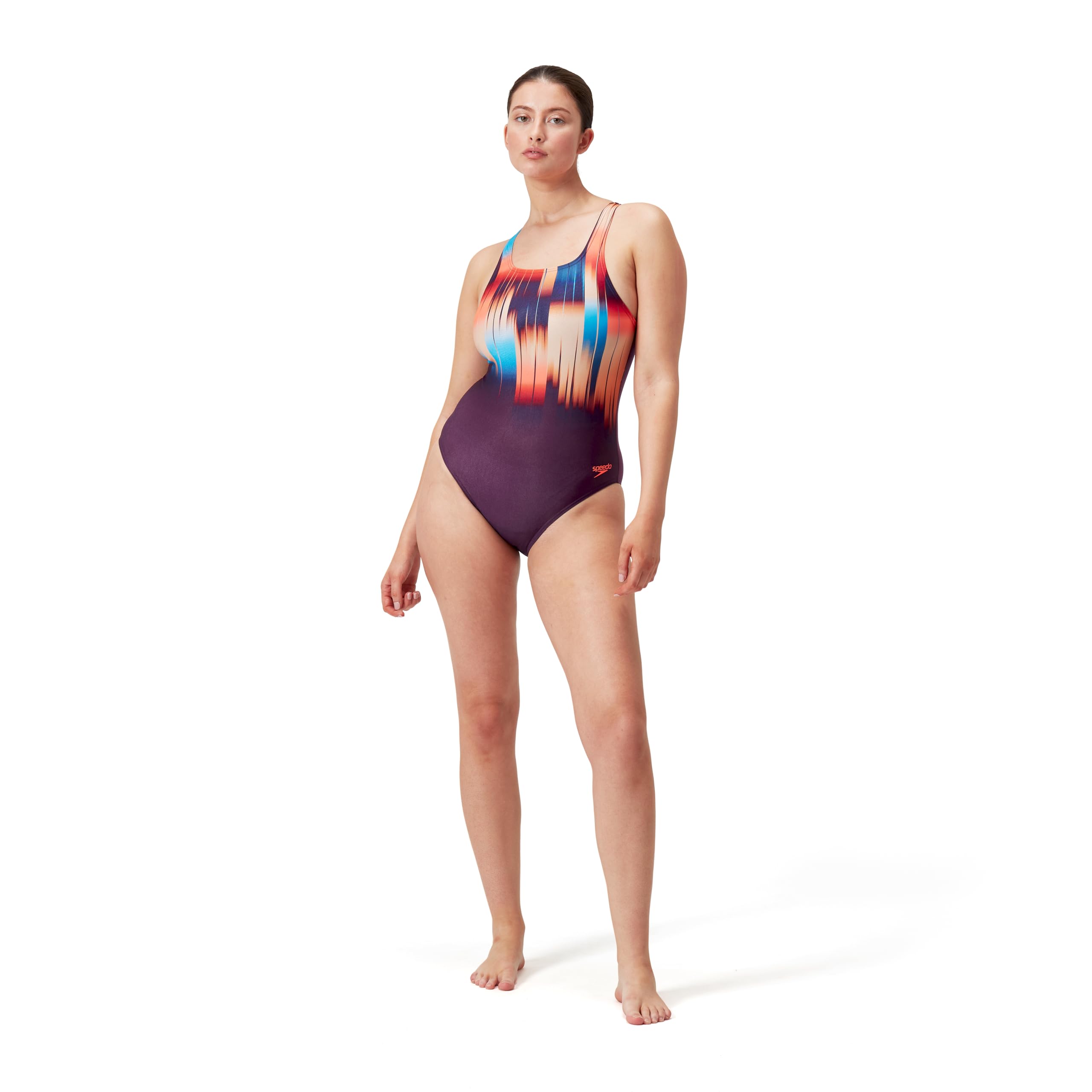 Speedo Women's Purple Digital Printed Medalist One Piece Swimsuit in Size 12, Sports Direct
