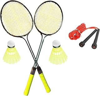 Badminton Racquet Set, 2 Racquets with 2 Nylon Shuttlecocks and Skipping Rope Price In India