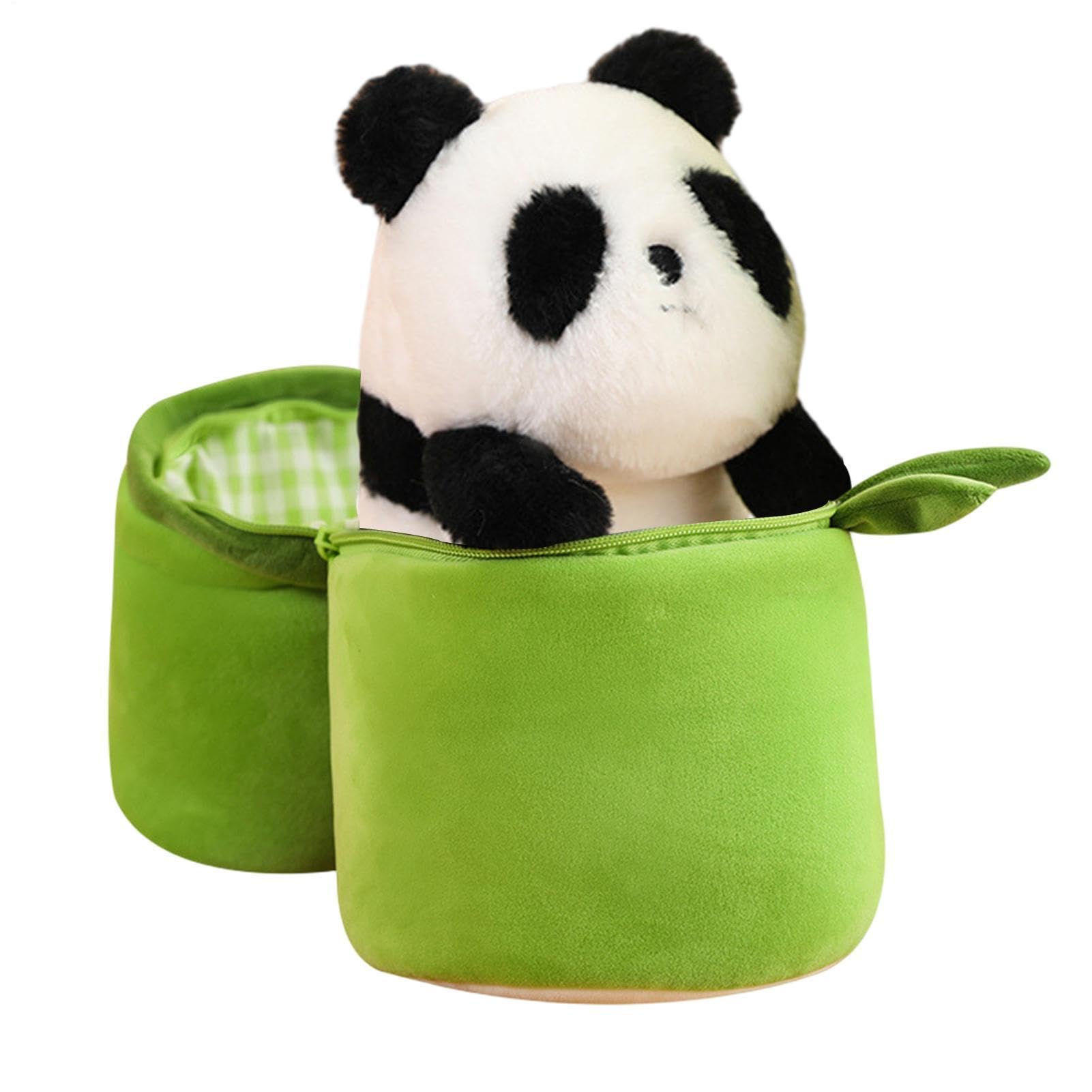 Generisch Pluszowa panda z bambusową osłoną, panda z pluszem bambusowym – Kid Toy Cette Cartoon Anime lalka – wykwintnie wypchana panda zwierzęca przytulana poduszka dla dziewczynek na spanie i