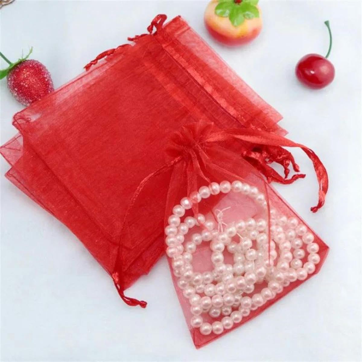 Bolsas para Caramelos, 50 Bolsas de Organza con cordón 5 x 7/7 9 cm, for bisutería, Dulces y Bodas
