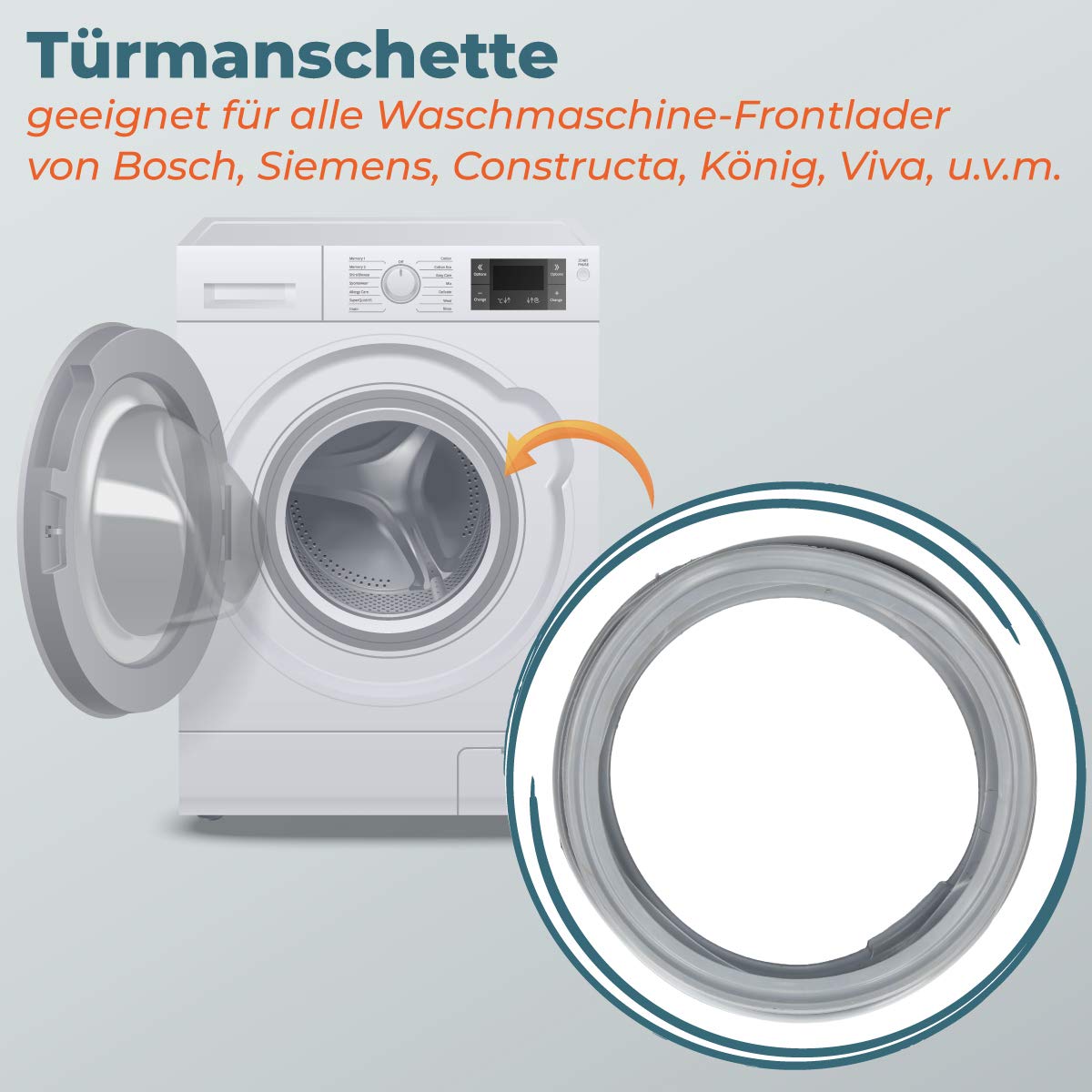 DL-pro Manicotto In Gomma Per Porta Lavatrice E Asciugatrice - Compatibile Bosch Siemens (684526 00684526) Con Apertura Per Lampada