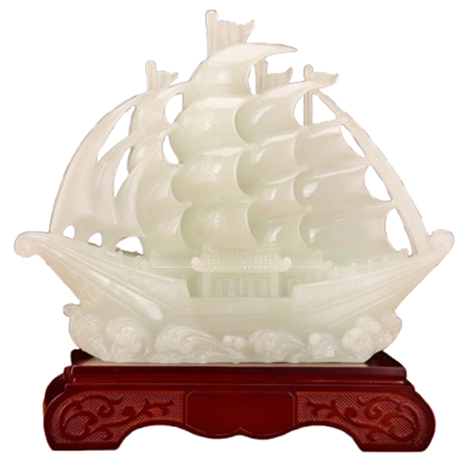 NHDVDVAV Wealth Sailing Ship Statue Sculpture Resin Feng Shui Boat Decor