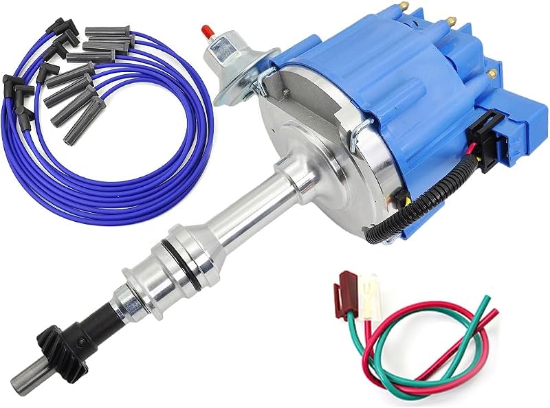 Distribuidor de ignição HEI CNPAPC com tampa, rotor e cabos de vela para Ford 351C, 351M, 400, 429 e 460 – Kit
