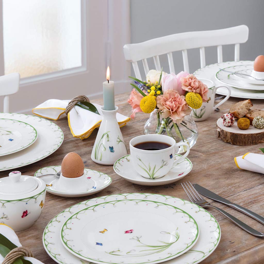 Villeroy & Boch - Colourful Spring Piattino Per Tazza Da Caffè Verde, Lavabile in Lavastoviglie, Adatto per Microonde, Pasqua Decorazioni, Porcellana Premium