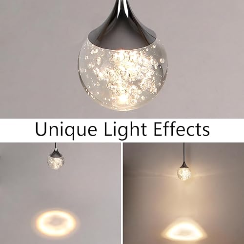 Miniatura 7 de Moderna lámpara colgante de cristal cromado, mini candelabro de globo regulable, luz LED colgante de techo, luz de lujo de cristal de burbujas para