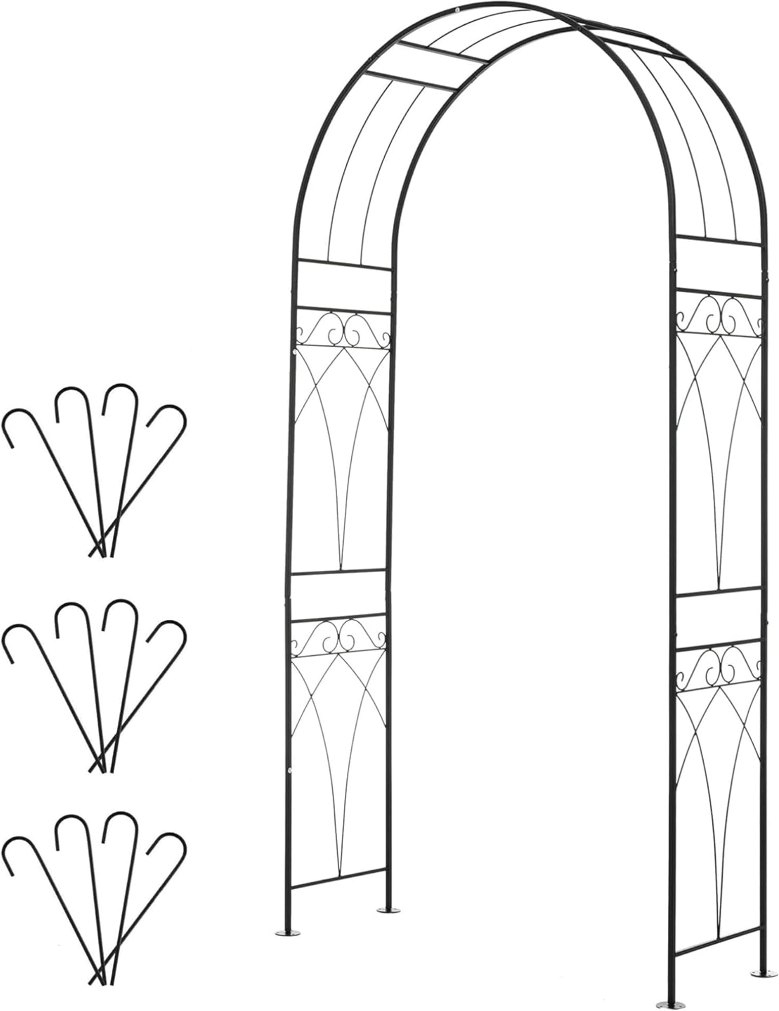Garden Arch, Iron, Rose Arch, Width 43.3 inches (110 cm), Height 88.8 inches (224 cm), Steel Black, Gardening, Flower Stand, Arch, Wedding, Vegetable Garden, Easy Assembly, Stylish, Rust