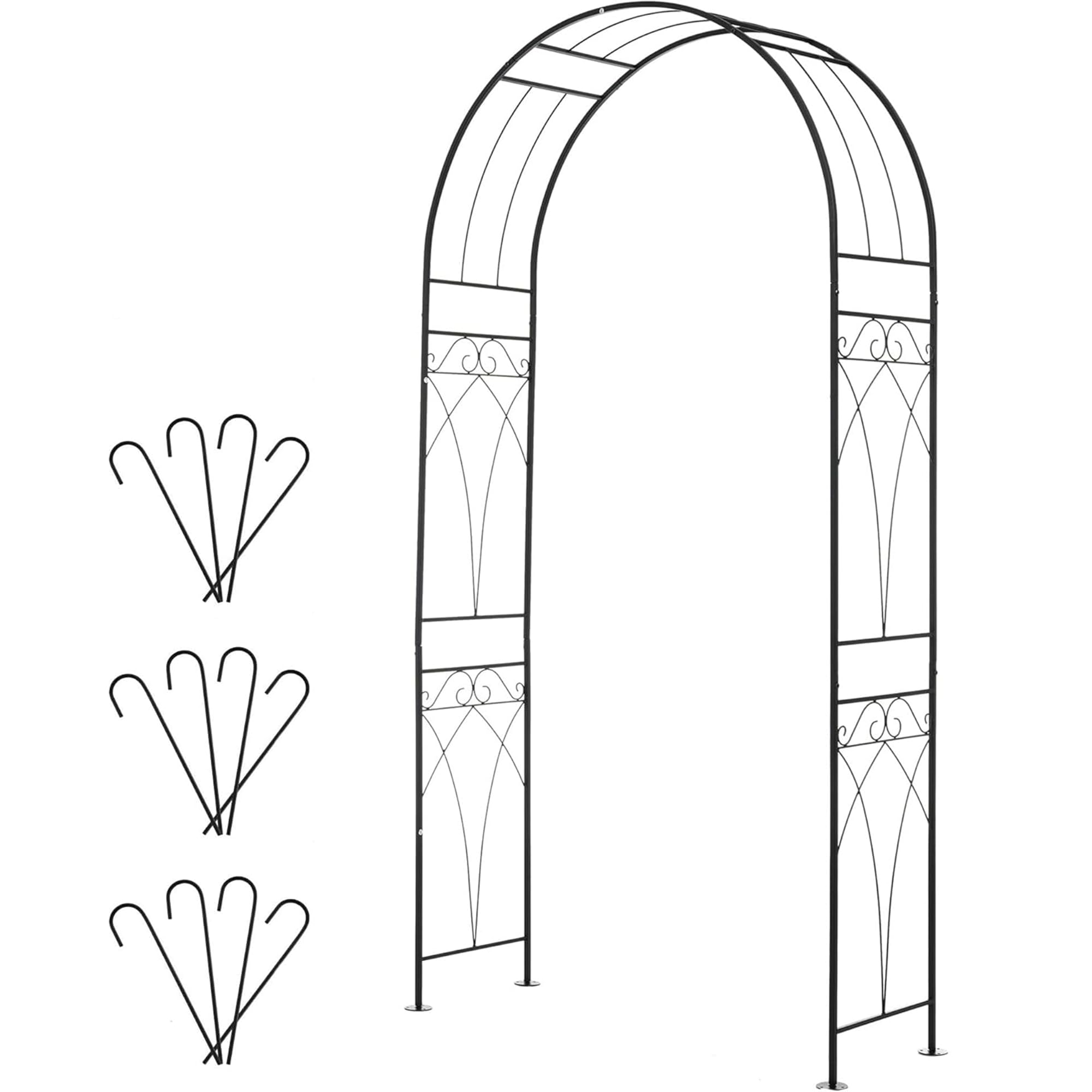 Garden Arch, Iron, Rose Arch, Width 43.3 inches (110 cm), Height 88.8 inches (224 cm), Steel Black, Gardening, Flower Stand, Arch, Wedding, Vegetable Garden, Easy Assembly, Stylish, Rust