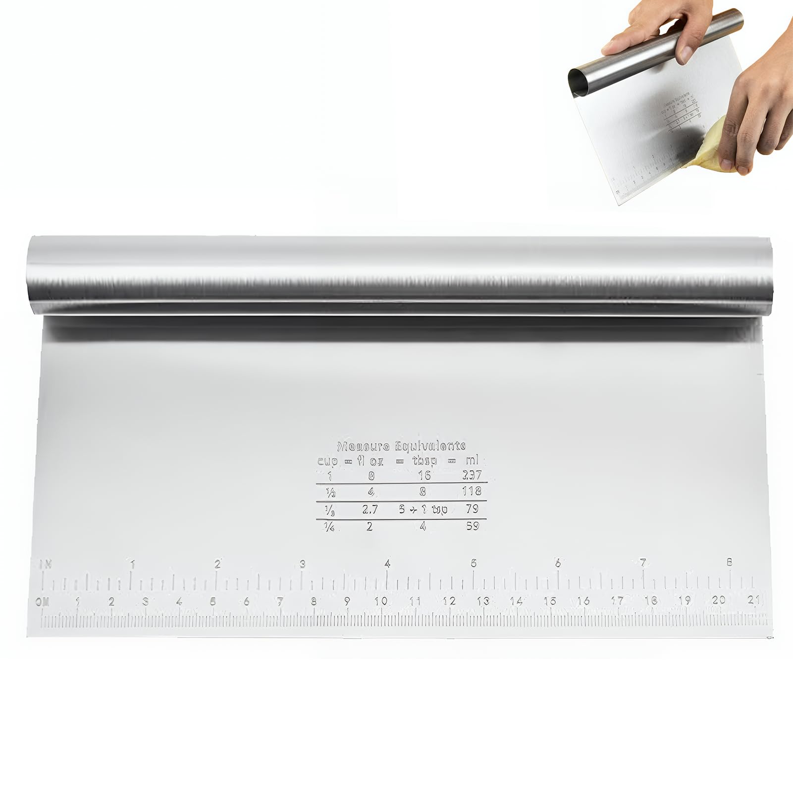 Jecdfs Dough Card Dough Spatula Stainless Steel Dough Cutter Large with Measuring Scale Dough Scraper Dough Knife Spatula Kitchen Scraper Cake Kitchen Aid with Laser Engraving Dishwasher Safe 22 x 12
