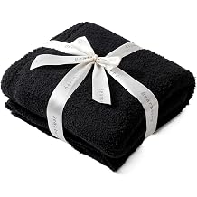 bearberry Knit Throw Blanket 50x60 Black Super Soft Plush for Couch