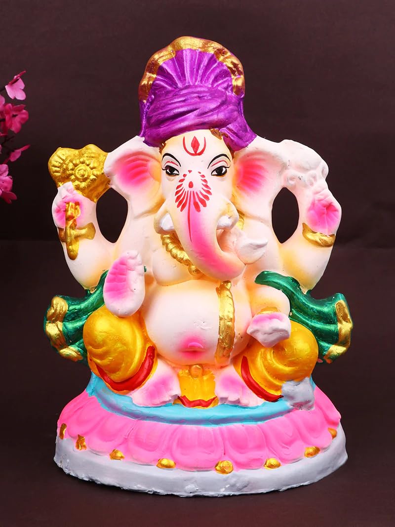 Buy Satvik 8 Inch Clay Eco Friendly Lord Ganesha Idol for Visarjan