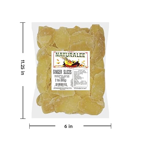 Miniatura 3 de Naturalee Rebanadas de jengibre secas y cristalizadas de 2 libras, aperitivo saludable, repleto de vitamina C