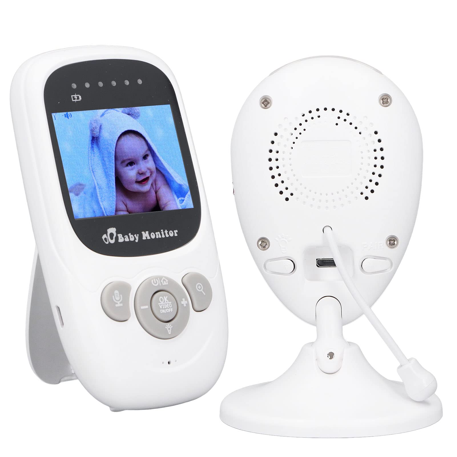 Tbest Moniteur de bébé avec Appareil Photo et Audio à 2 Voies Construit dans la Surveillance de la Température Musicale .4 Pouces D'écran LCD Nuit Infrarouge sans Fil (Prise UE)