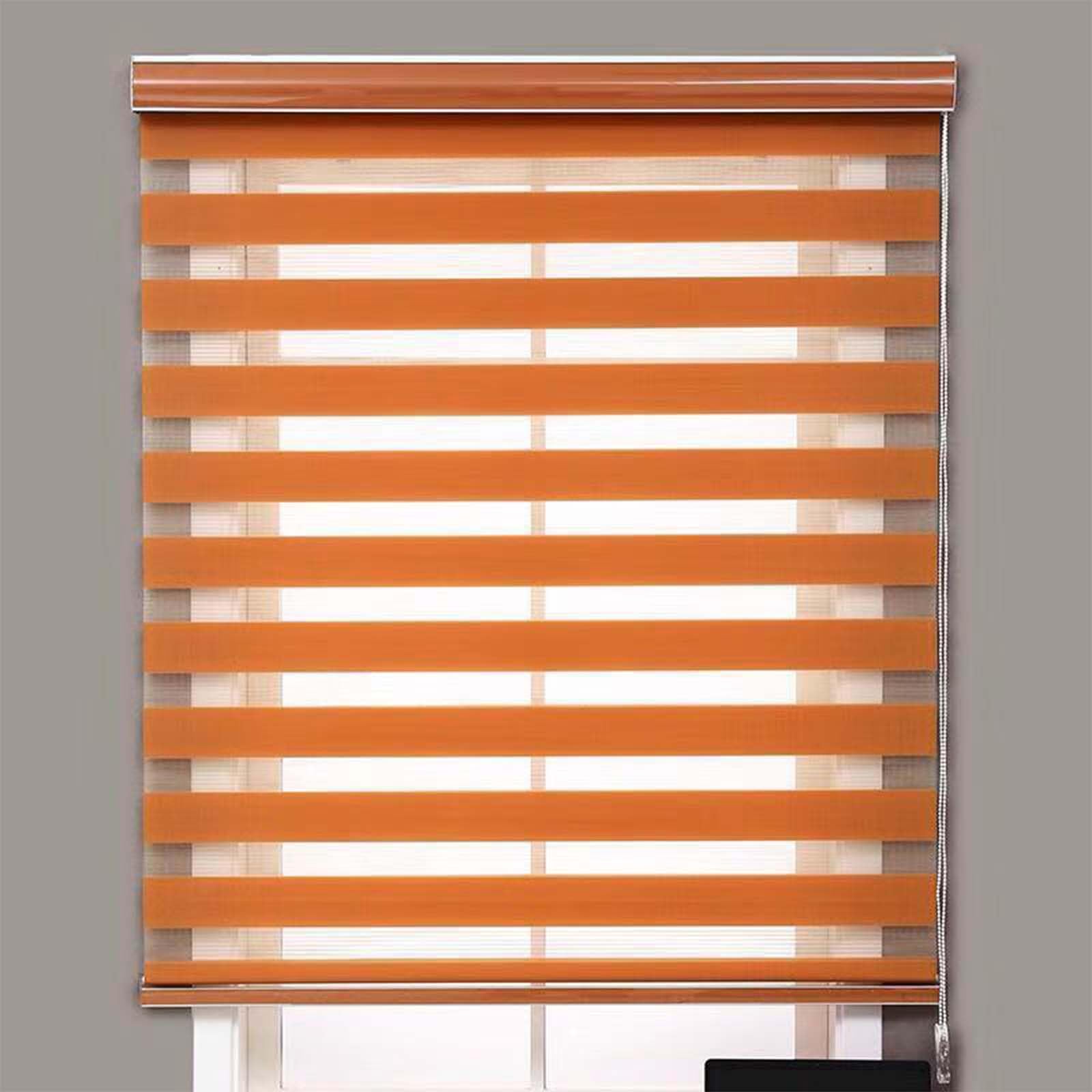 Gvqng Blackout Roller Blinds, Day and Night Zebra Roller Blind, Dual Layer Fabric Roller Shade, Curtains with Install Accessories, Sheer and Privacy Double Roller Blind,Orange,90x150cm