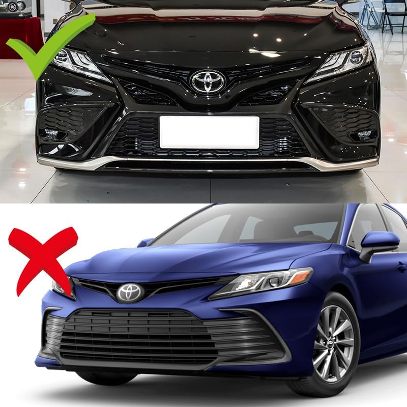 Stay-Tuned, 9PCS ABS STP-Style Front Bumper Lip Spoiler Body Kit + Universal 86" x 4" Side Skirts, Compatible with 2021-2024 Toyota Camry SE XSE Model Only, Exterior Accessory (Painted Black)