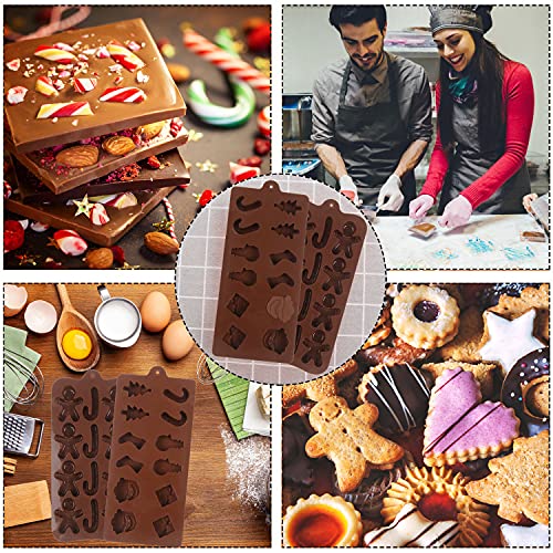 Derayee Christmas Silicone Mold For Chocolate, 2 Pcs Silicone Molds Santa Gingerbread Man Shape Fondant Cake Baking Molds Set For Kitchen Tools #TOP6