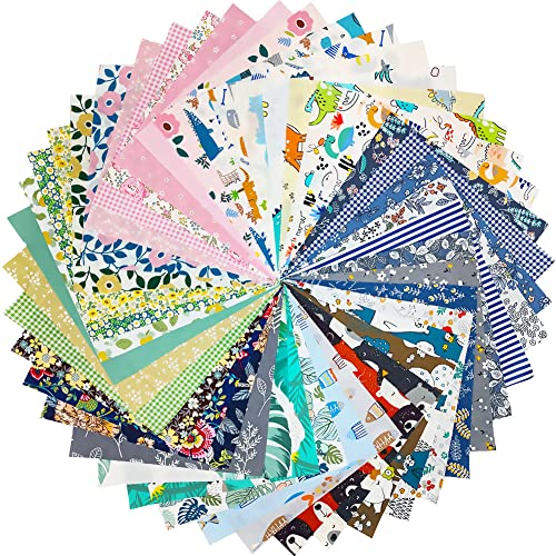 Qimicody QM-A1 44Pcs Cotton 9.8 Inch X 9.8"(25Cm X 25Cm) Quilting Fabric Bundles, Pre-Cut Squares Sheets cover