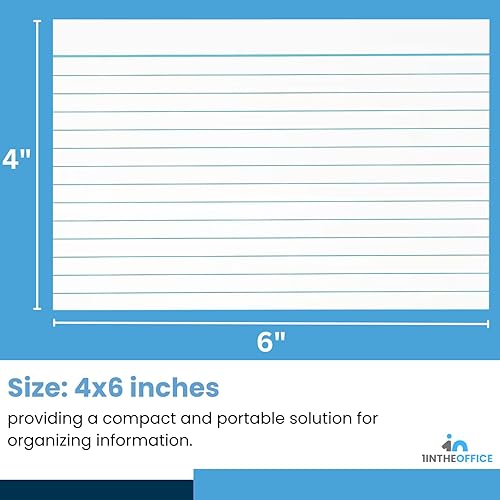 Miniatura 3 de 1InTheOffice Index Cards 4 x 6, tarjetas de índice con rayas, color blanco, 100 piezas, paquete de 4