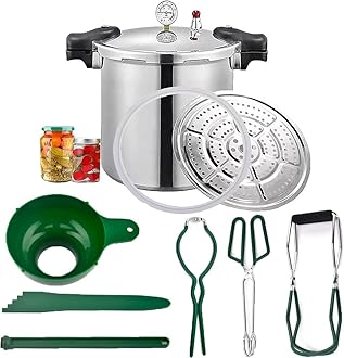 – 25 ltr Pressure Canner Cooker & all american pressure canners for canning&Induction Compatible | Pressure Gauge & Pressure Regulator | Aluminum & Stainless Steel | Pressure release 13 PSI (+/- 5%)
