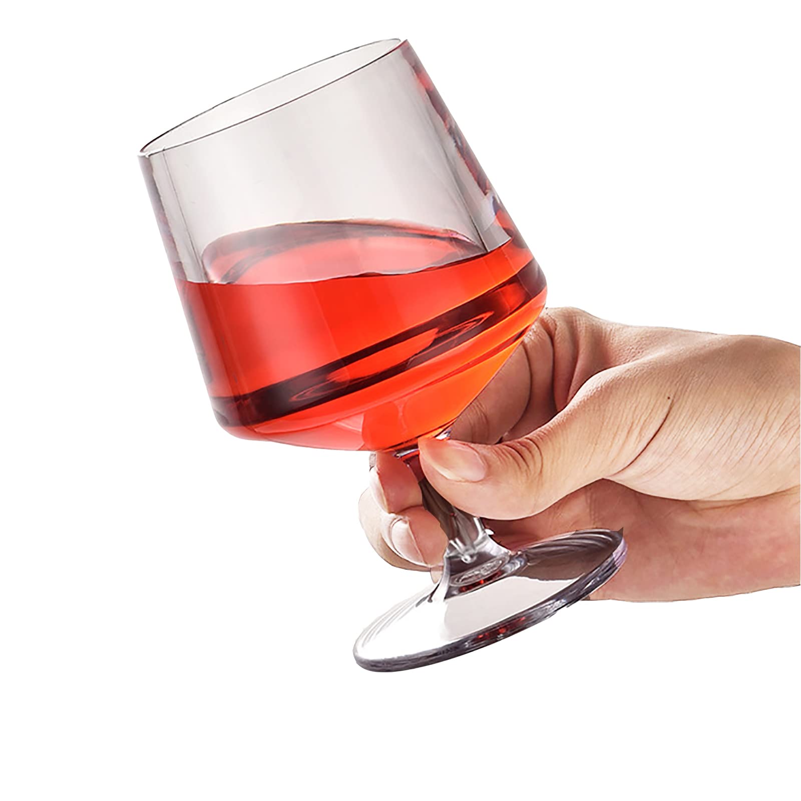 Frcctre Set mit 6 Acryl-Weingläsern, 300 ml, unzerbrechliches Tritan-Kunststoff-Weingläser, Brandy, Whiskey, Kristallgläser, Snifter, dicke Rotweinkugeln, BPA-frei und bruchsicher