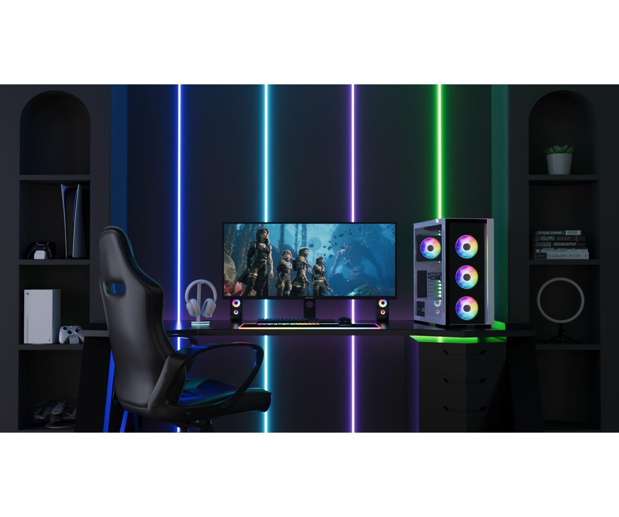 JapanNext Gaming 40” 144hz 1ms IPS UWQHD (3440x1440) | Ricarica tramite USB-C (90W) Inclinazione regolabile Altoparlanti integrati | G-Sync/FreeSync | JN-IPS401UWQHD144-C90W