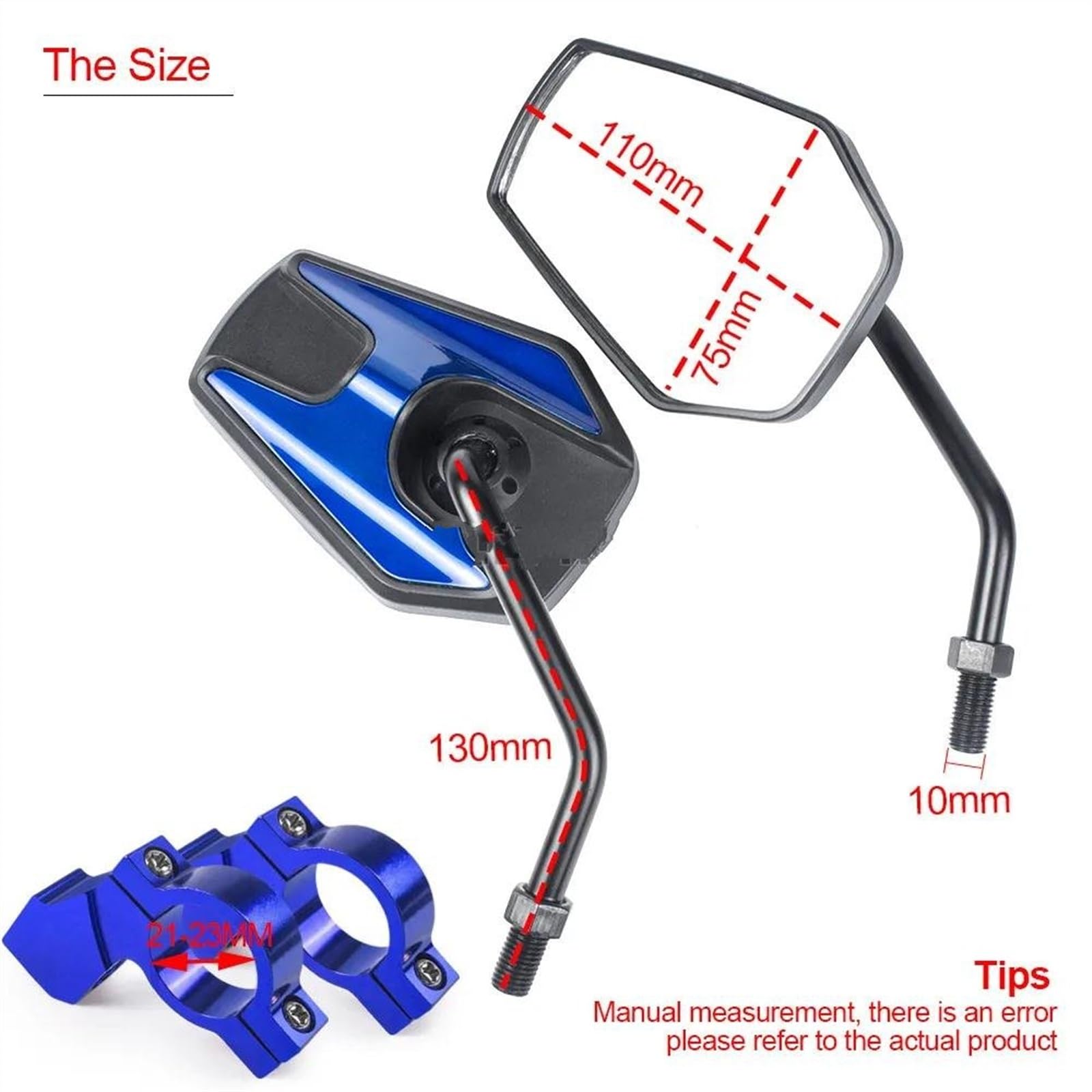 Moto Specchietto Adatto Per Manubri Per Bici Da 21-23 Mm. Accessori Per Specchietti Per Ciclismo Girevoli Regolabili Per Specchietto Per Manubrio Bici 1 Paio Moto Specchio Laterale (Colore : Red1)