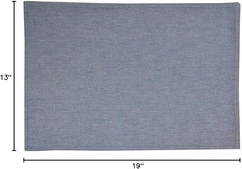 Miniatura 4 de Sweet Pea Linens Juego de dos manteles individuales rectangulares de mezclilla azul