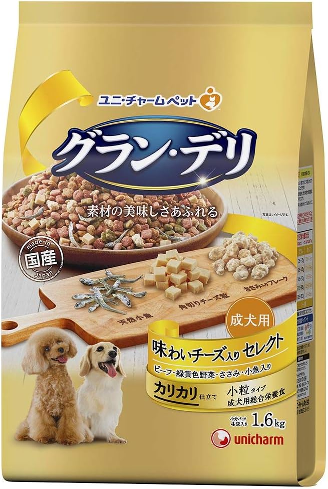 Amazon Co Jp まとめ買い ユニ チャーム グラン デリ カリカリ仕立て 成犬用 味わいチーズ入り セレクト 1 6kg 3 ペット用品