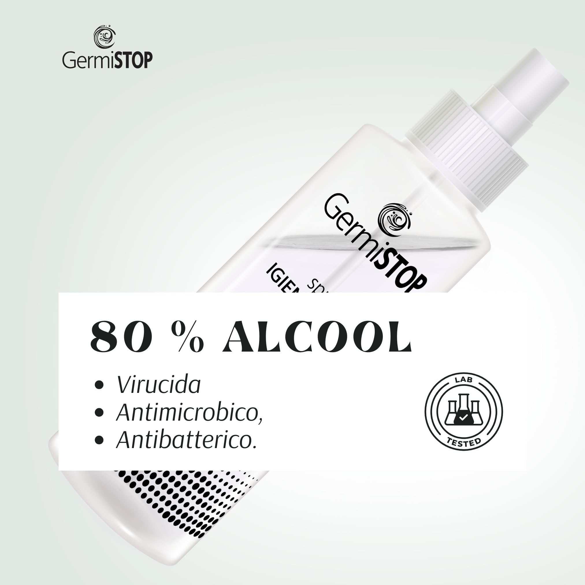 GERMISTOP Igienizzante Mani 3x200ml con Alcool 80% e Glicerina, Spray Igienizzante Superfici con Formula Potenziata