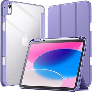 Dl3 Mobilak Case Compatible with iPad (A16) 11th Generation 11 Inch (2025), iPad 10th Generation 10.9 Inch (2022),Clear Shockproof Back Cover Built-in Pencil Holder,Auto Sleep/Wake (Lavender)