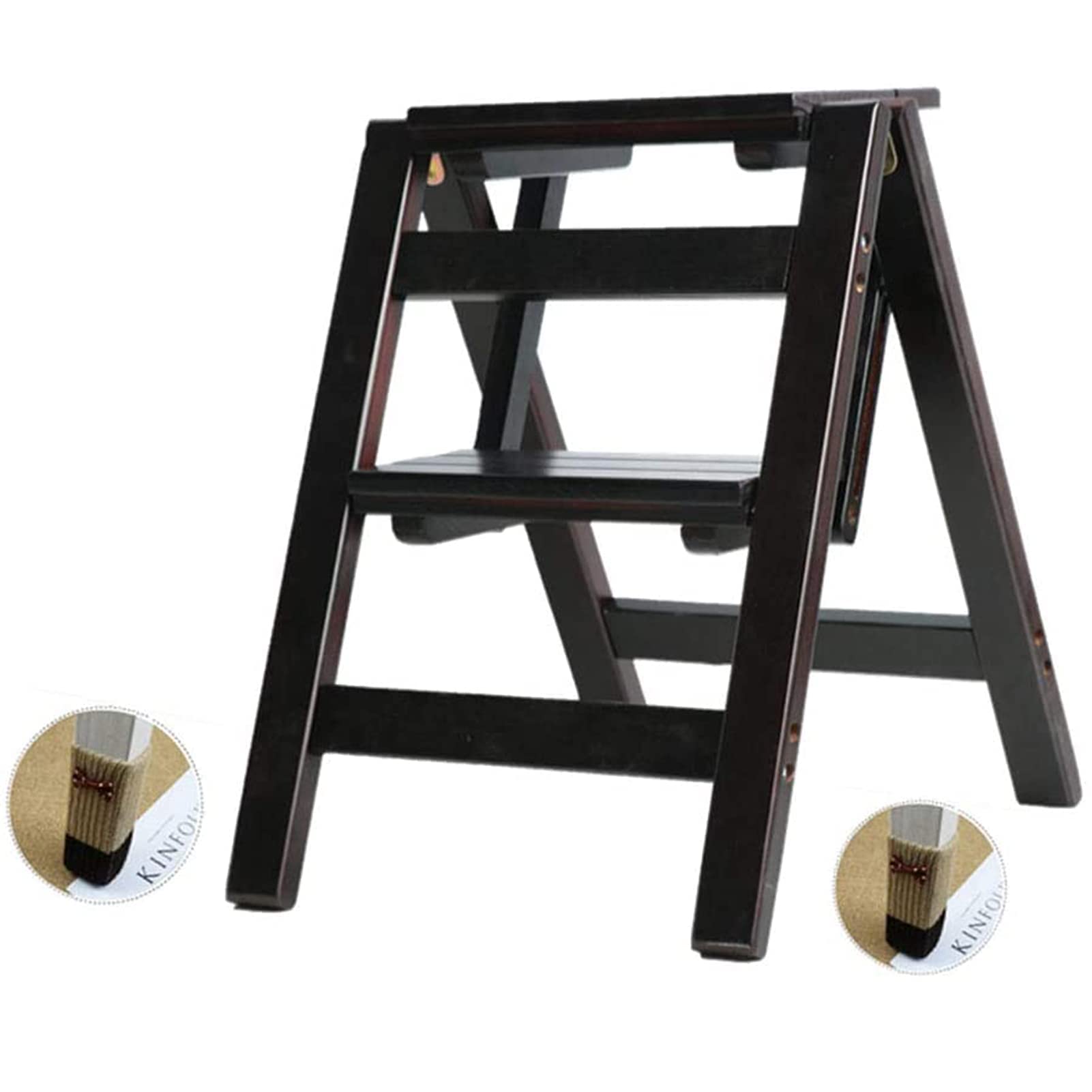 Cxvhsertwr Black Ladders For Home, Folding Step Stool Ladder 3 Tier(,2)