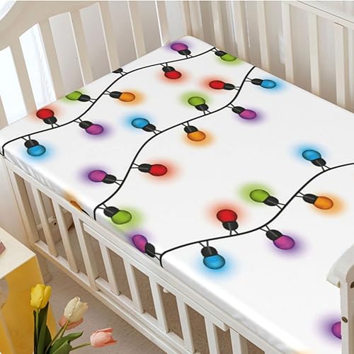 Miniatura 3 de Sábana bajera ajustable para cuna con temática navideña, sábana bajera estándar para cuna para niños y niñas, 52 x 28 pulgadas, multicolor