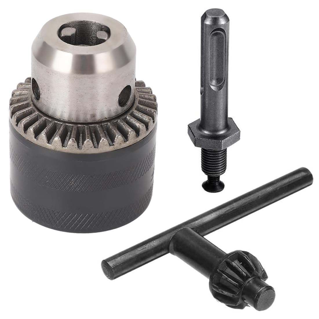 Fyearfly Electric Drill Sds Chuck Adapter, 1.5‑13mm Drill Adapter Kit Chuck Key Adjusting 3 Jaw Drill Bit Clamp Converter 1/2‑20 Unf, for Electric Screwdriver,Air Impact Wrench