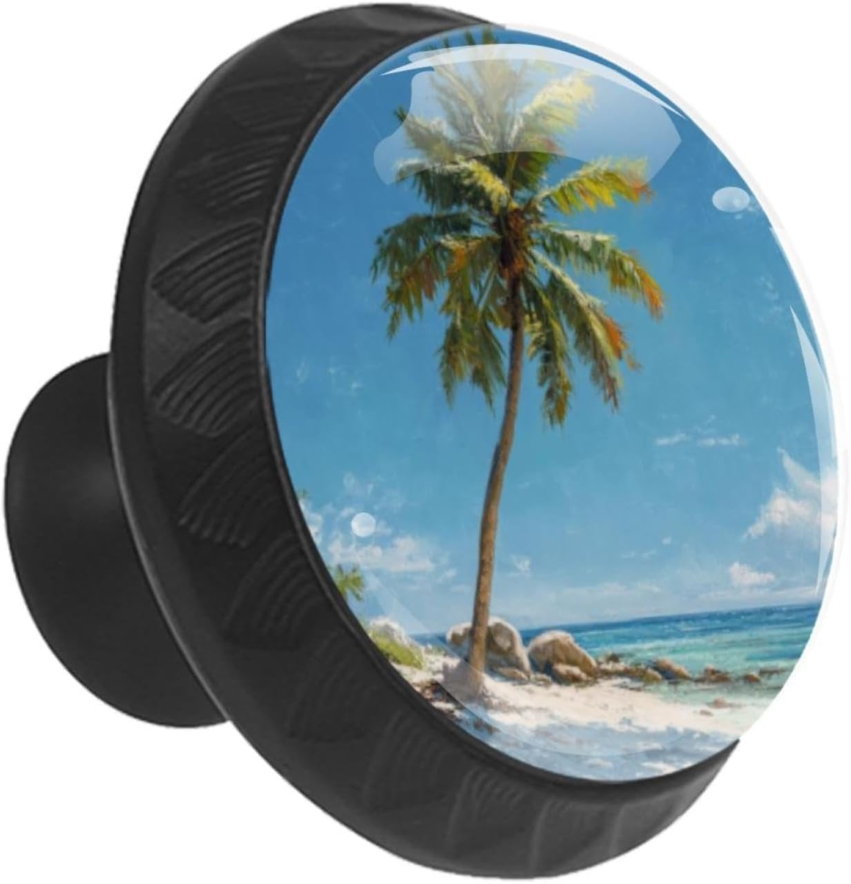 Black Beach Coconut Tree (1) Pattern Drawer Knobs, Sturdy Furniture Knobs for Cupboard Wardrobe Dresser