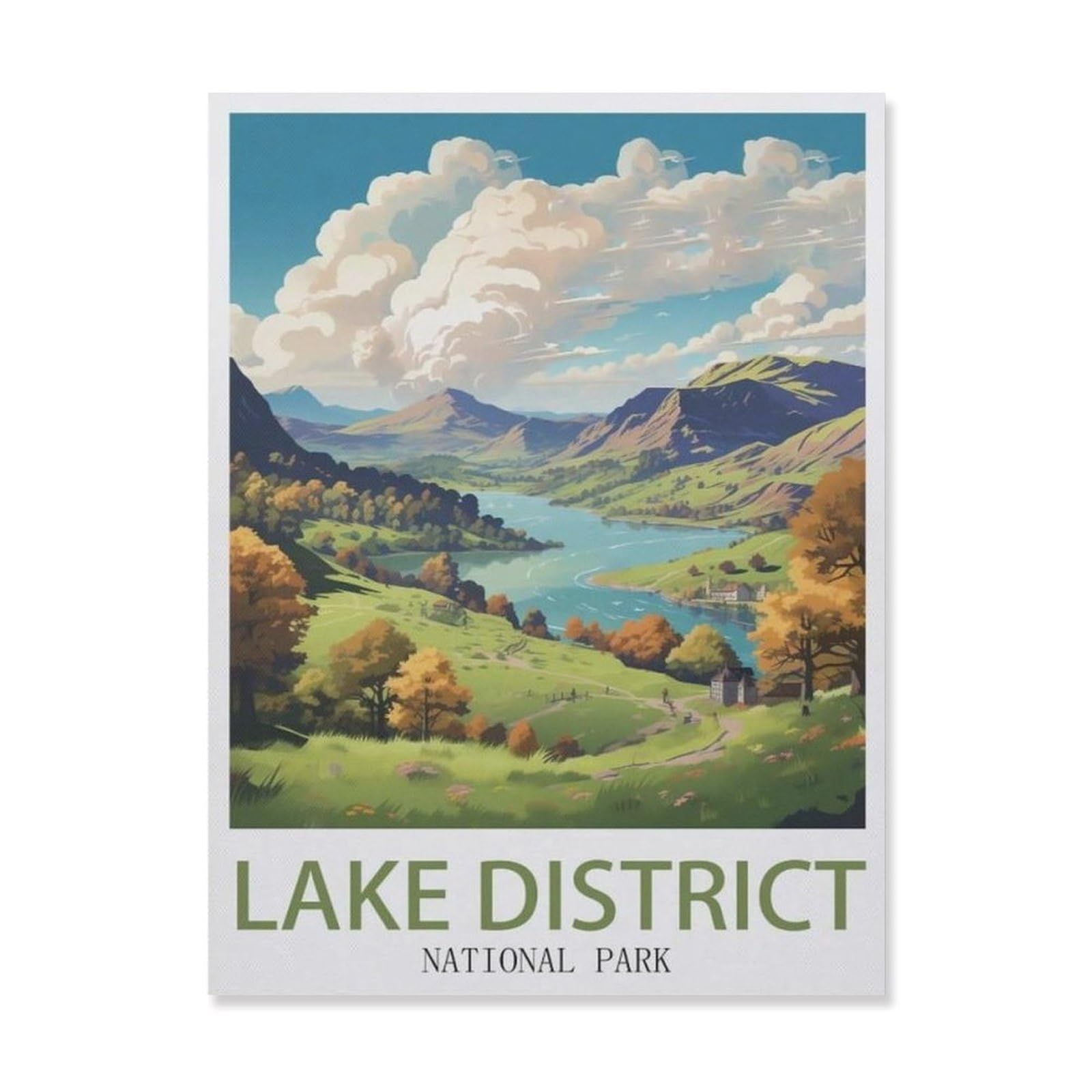 Beayodkp A22 Paint By Numbers For Adults，Lake District National Park ， Diy Paint By Numbers Kits For Adults Kids On Canvas With Brushes And Acrylic Pigment Oil Painting Kits Home Decor Gift(40X50cm) -Du40