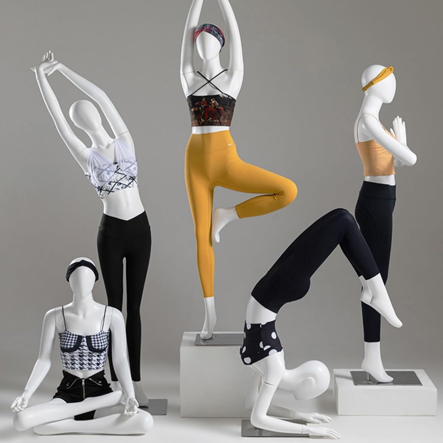 Full-Body Mannequins,Yoga Pose Mannequin Torso,Clothing Display Sport Dress Form Stand, for Window Market Shop (Style 2)