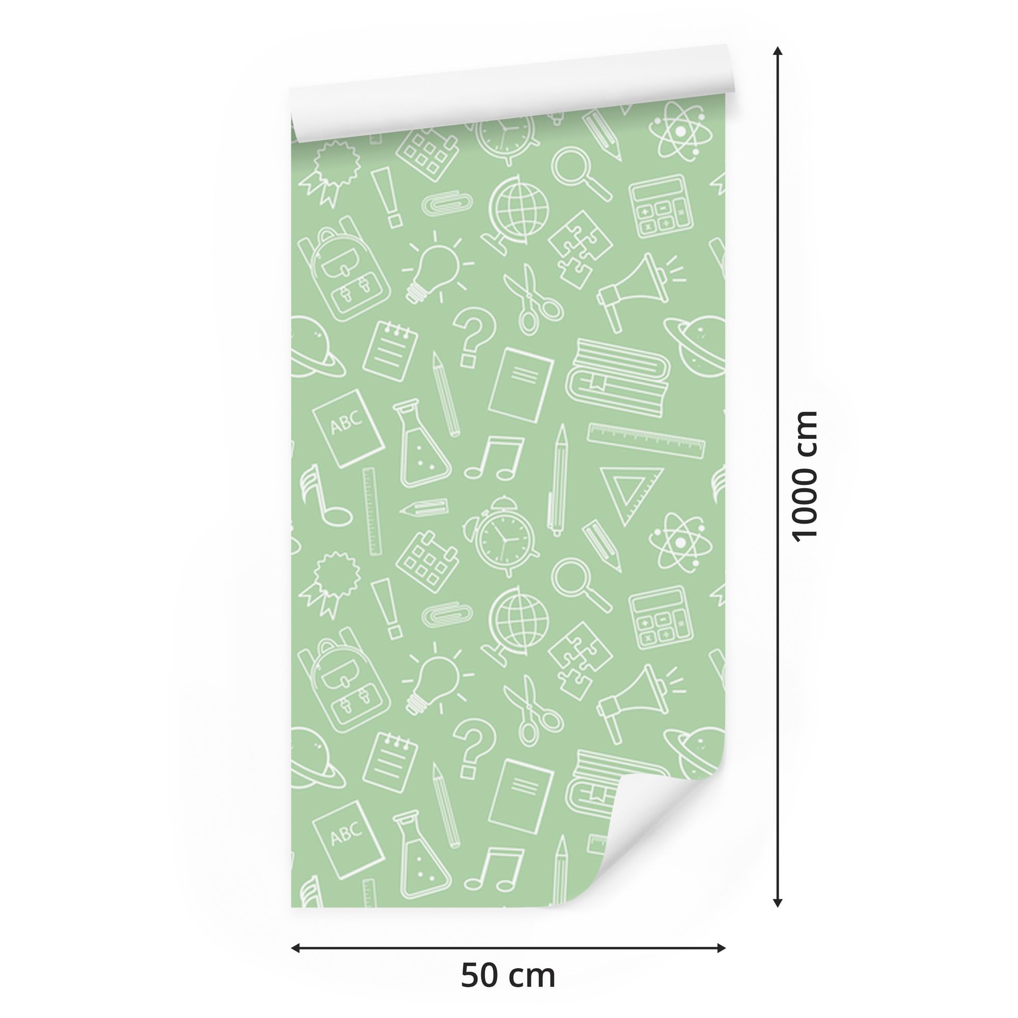 Vliestapete Schulbedarf – Mintgrün und Weiß 50 x 1000 cm