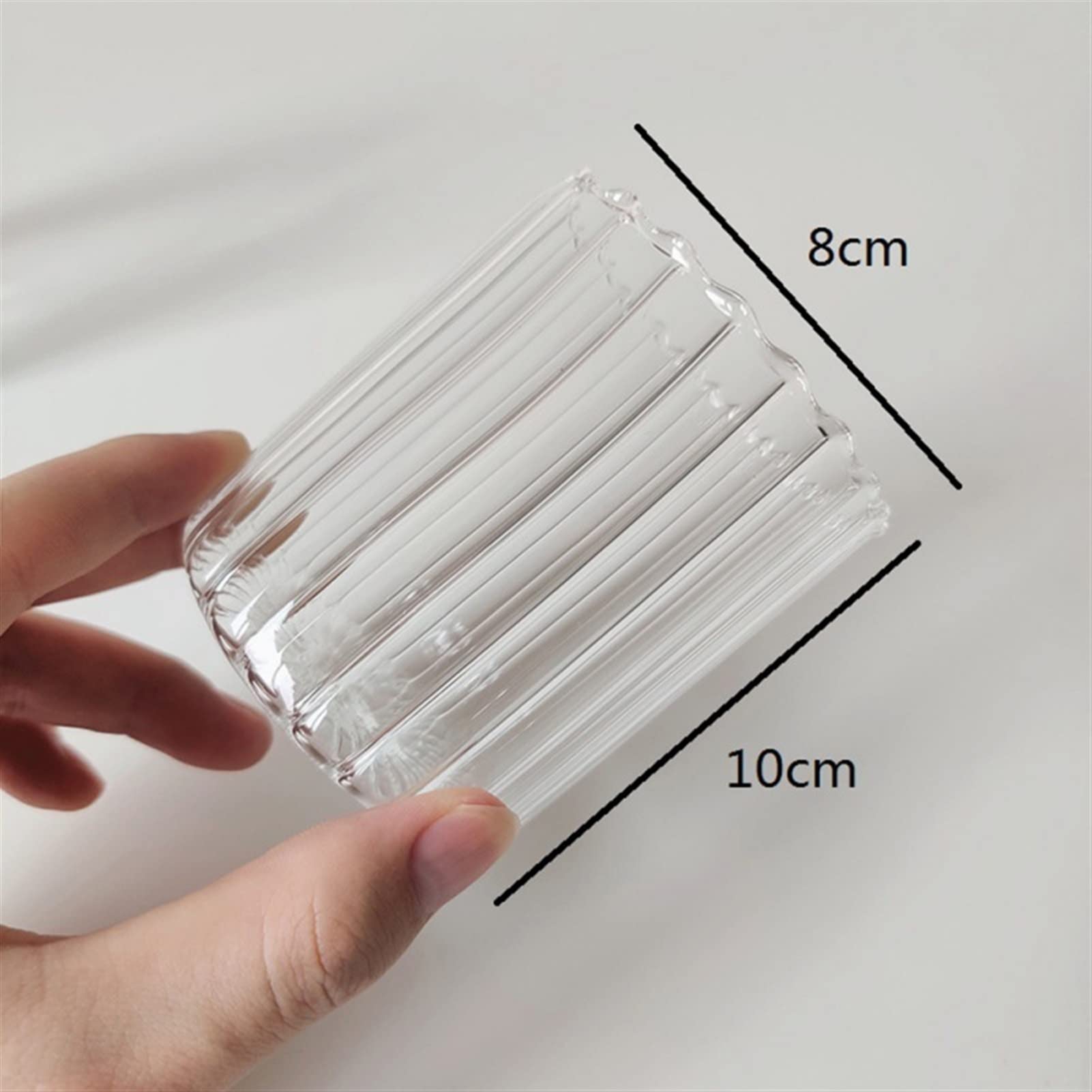 Szklane kubki Szklany kubek w paski żaroodporny przezroczysty szklany kubek do kawy mlecznej kubek do koktajli mlecznych lekki kubek śniadaniowy naczynie do picia (260 ml/350 ml) Szklanki do picia (rozmiar: 350 ml, kolor: szary)