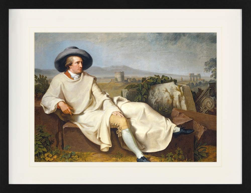 1art1 Johann Heinrich Wilhelm Tischbein Póster Goethe En La Campiña Romana, 1787 Cuadro Enmarcado con Fine Passepartout | Cuadros De Pared | En Un Marco De Imagen 80x60 cm