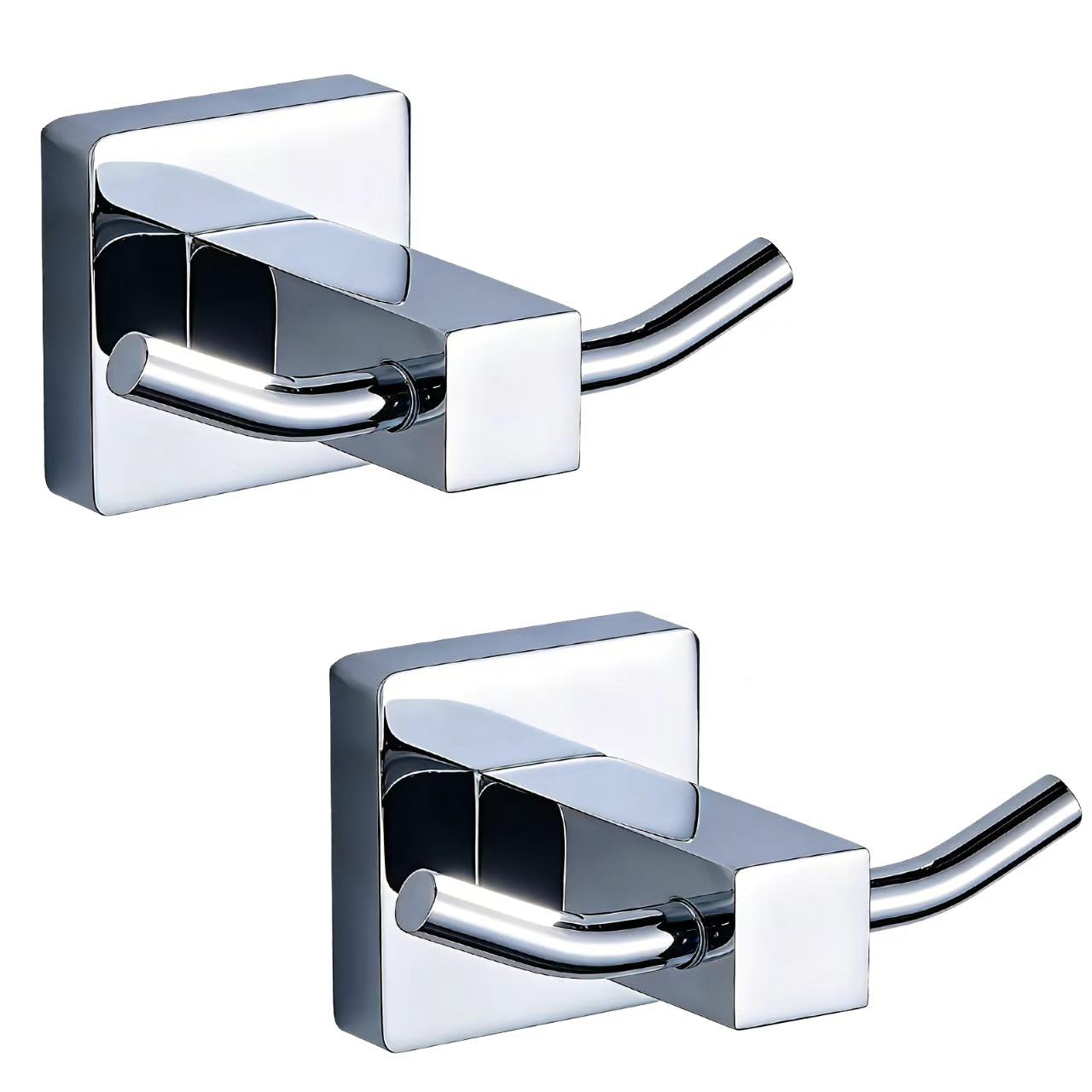 ALTPWJW Double Bathroom Towel Hooks,2 Pack Square Stainless Steel Door Hooks Screw in for Coat Robe Hook(Chrome)