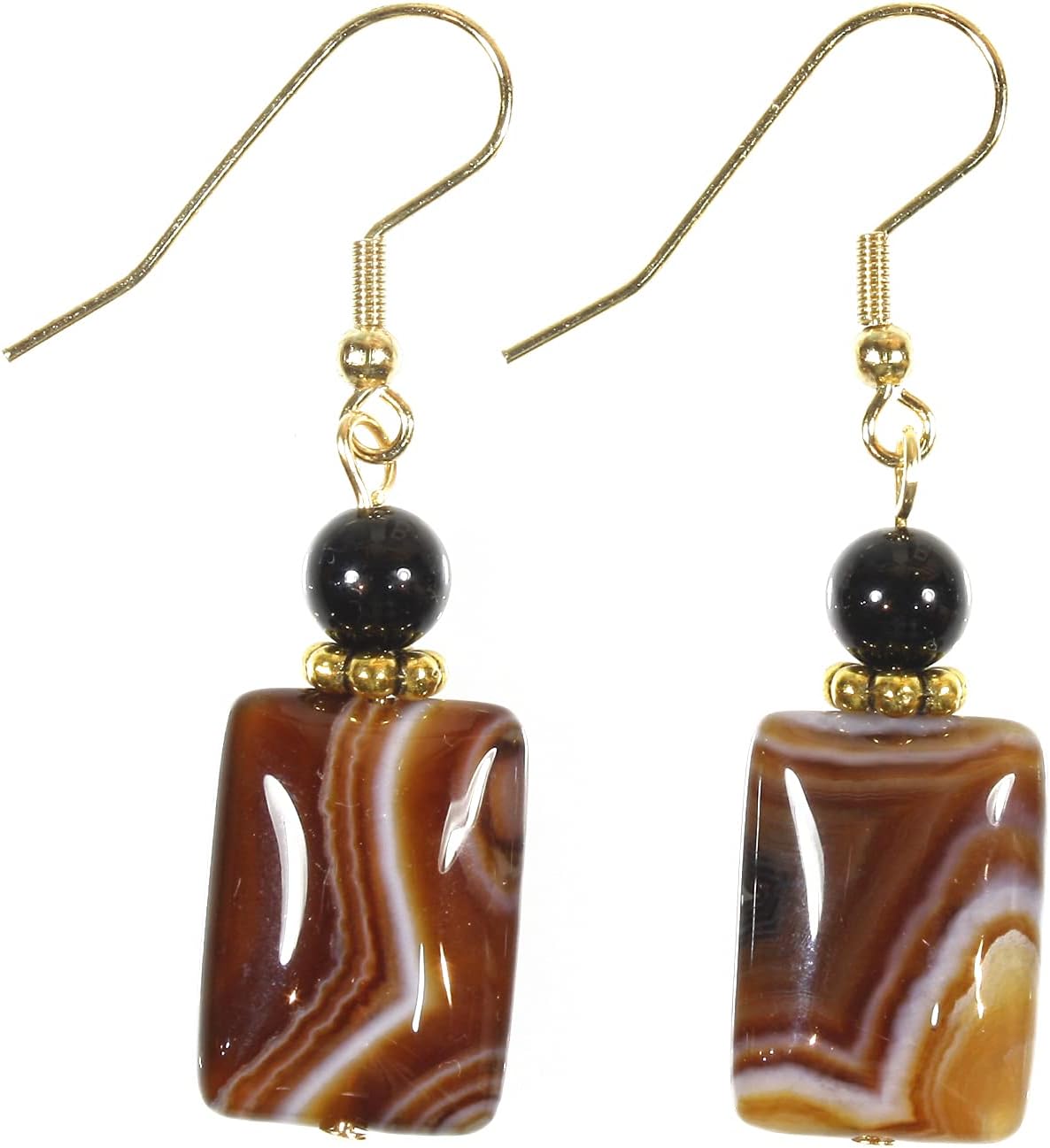 "African Agate", Earrings of Natural Botswana Banded Agate (Dyed)
