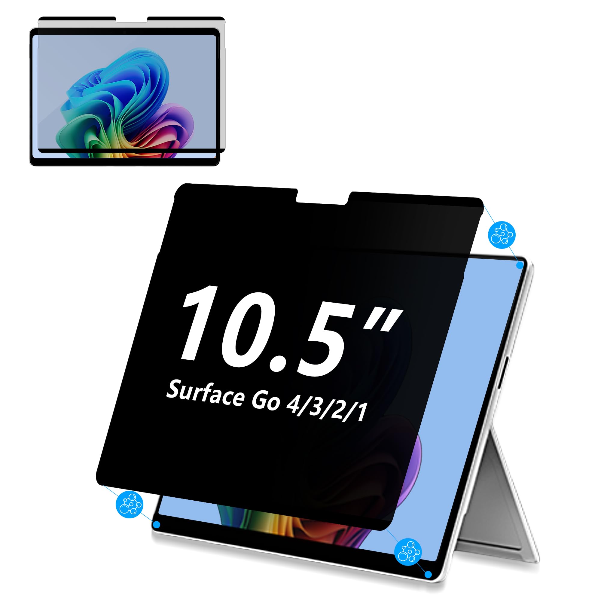 Adeway Protector de pantalla de privacidad para Surface Go 4/3/2/1 de 10.5 pulgadas, nano magnético, antiespía, extraíble, luz azul y bloqueo UV, antirreflejos