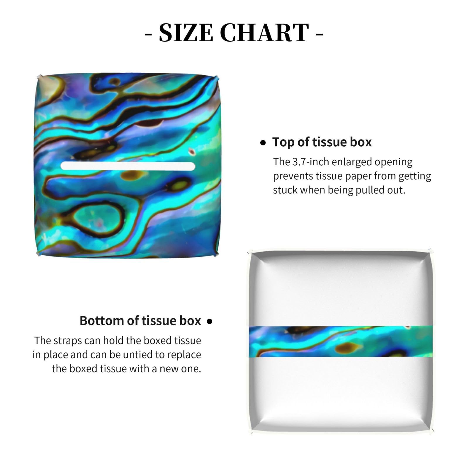 Bedside Table Cover Abalone Shell Minimalist Tissue Box - PVC Leather ...