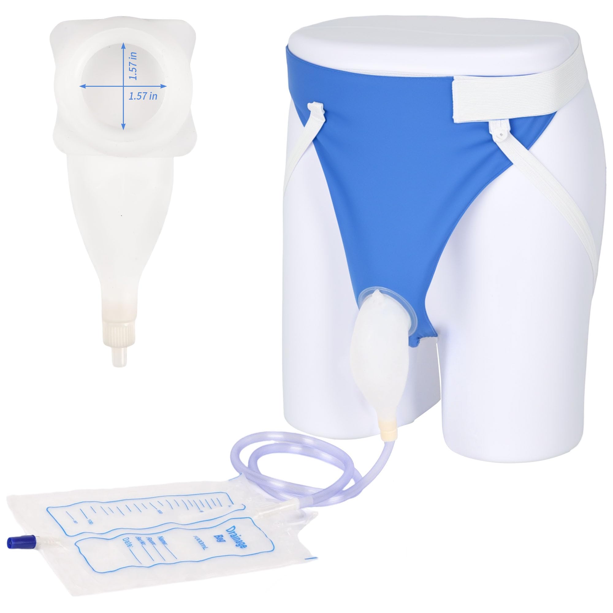 Photo 1 of 2026 Upgraded Urine Collection Bag, Reusable Condom Catheter with 1000ml/2000ml Urine Collector Bags, Portable Wearable Urinal for Men, Mens External Catheter for Night time - Young Men