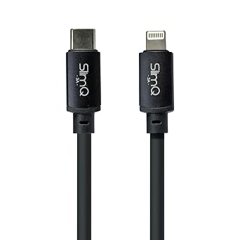 SlimQ USB-C Cable Compatible with Light- ning, Compatible with iPad, iPhone, iPod Charging Type C, 3ft, Gray